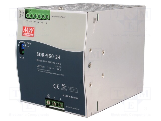 Power supply: switched-mode; 960W; 24VDC; 24÷28VDC; 40A; 2.47kg