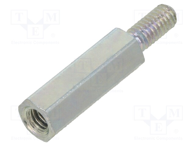 Screwed spacer sleeve; Int.thread: M2,5; 12mm; Ext.thread: M2,5