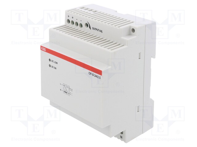 Power supply: switched-mode; 24VDC; 2.5A; Mounting: DIN