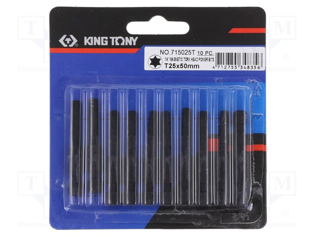 Screwdriver bit; Torx®; TX25; Overall len: 50mm