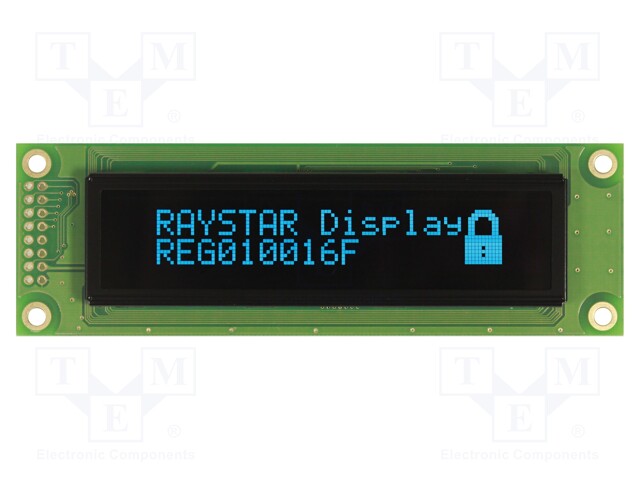 Display: OLED; graphical; 100x16; Window dimensions: 85x18.6mm