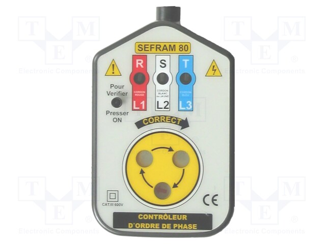 Tester: phase sequence; Freq: 50÷60Hz; Equipment: case