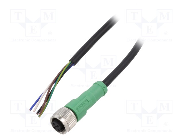 Connection lead; M12; PIN: 5; straight; 5m; plug; 60VAC; 4A; -25÷90°C