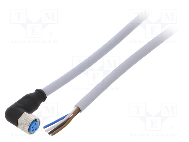 Connection lead; M8; PIN: 4; angled; 5m; plug; 60VAC; 4A; -30÷80°C