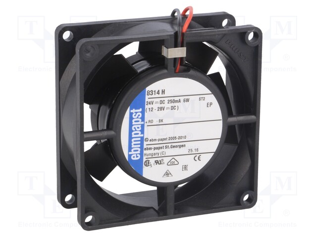 Fan: DC; axial; 24VDC; 80x80x32mm; 80m3/h; 48dBA; ball bearing