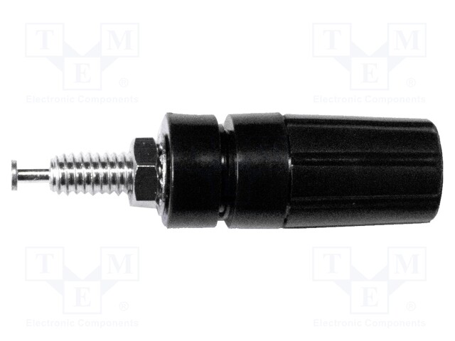 Socket; 4mm banana; 15A; 2.5kV; black; nickel plated; panel