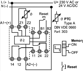 Module: temperature monitoring relay; temperature; DIN; DPDT