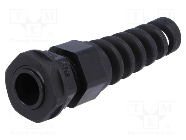 Cable gland; with strain relief; PG9; IP68; Mat: polyamide; black