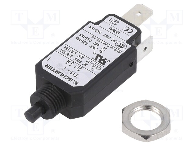 Circuit breaker; Urated: 240VAC; 48VDC; 9A; SPST; Poles: 1; screw