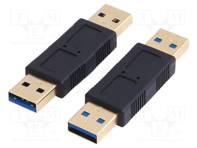 Adapter; USB 3.0; USB A plug,both sides; gold-plated