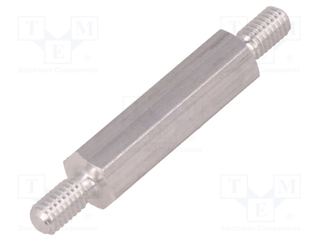 Screwed spacer sleeve; 25mm; Ext.thread: M4; hexagonal; aluminium