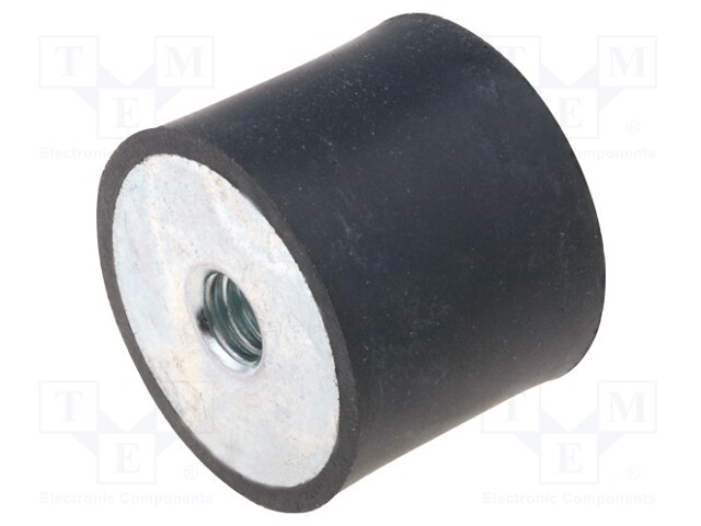 Vibration damper; M6; Ø: 25mm; rubber; L: 20mm; H: 6mm; 605N; 121N/mm