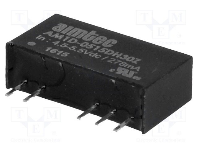 Converter: DC/DC; 1W; Uin: 4.5÷5.5V; Uout: 15VDC; Uout2: -15VDC; SIP7