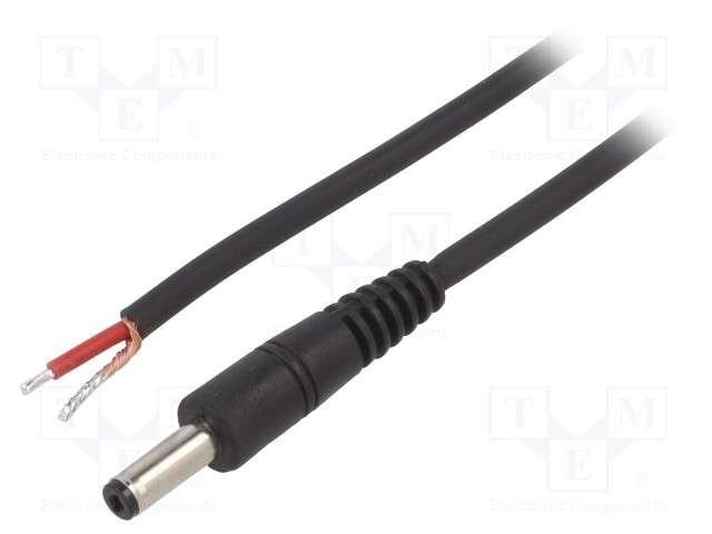 Cable; wires,DC 4,8/1,7 plug; straight; 1mm2; black; 0.5m