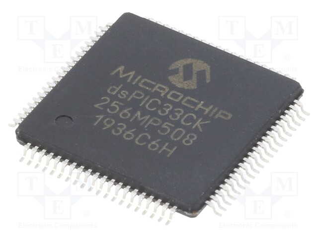 DsPIC microcontroller; SRAM: 24kB; Memory: 256kB; TQFP80; 0.5mm