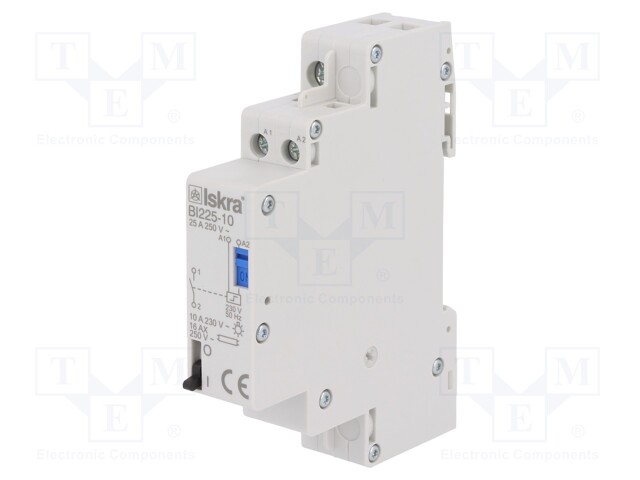 Relay: installation; bistable; NO; Ucoil: 230VAC; 17.6x90x65mm