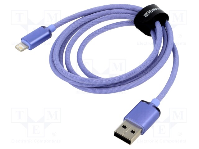 Cable; USB 2.0; Apple Lightning plug,USB A socket; 1.2m; violet