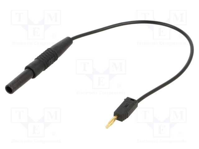 Test leads; 10A; black; gold-plated; 0.15m; Insulation: PVC