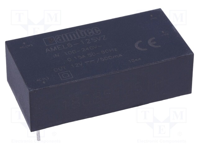 Converter: AC/DC; 6W; Uout: 12VDC; Iout: 0.5A; 77%; Mounting: PCB