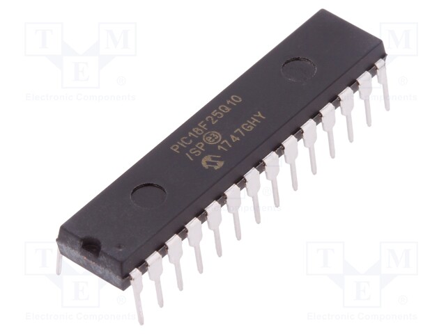 PIC microcontroller; Memory: 32kB; SRAM: 2048B; EEPROM: 256B; THT