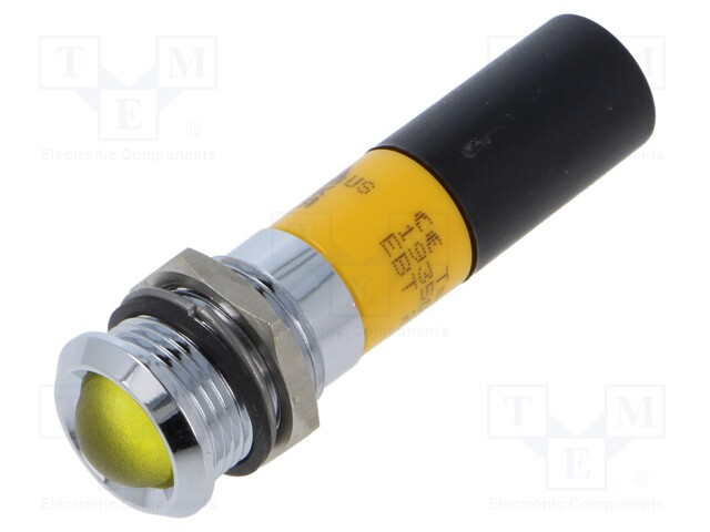 Indicator: LED; yellow; 230VAC; Ø14mm; metal,plastic