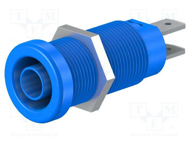 Socket; 4mm banana; 37mm; blue; nickel plated; screw,panel; 20A