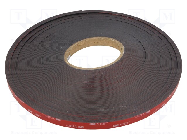 Tape: fixing; W: 12mm; L: 33m; D: 1.1mm; acrylic; black; max.150°C