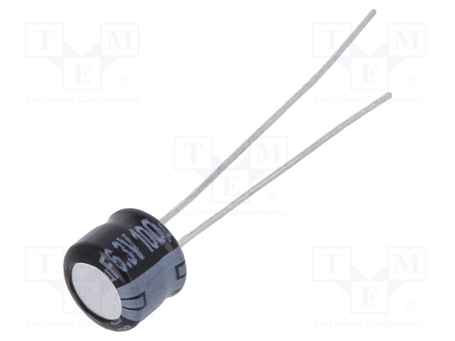 Electrolytic Capacitor, 100 µF, 6.3 V, KS Series, ± 20%, Radial Leaded, 1000 hours @ 85°C