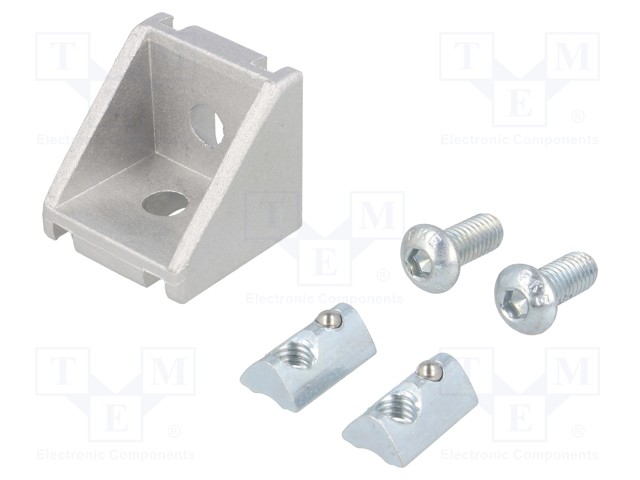 Angle bracket; for profiles; Width of the groove: 6mm; W: 28mm