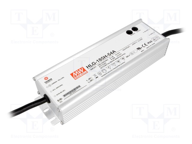 Power supply: switched-mode; LED; 186.3W; 54VDC; 49÷58VDC; IP65