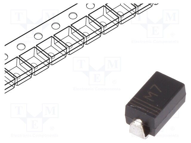 Diode: rectifying; SMD; 1kV; 1A; Package: reel,tape; SMAJ; Ifsm: 30A