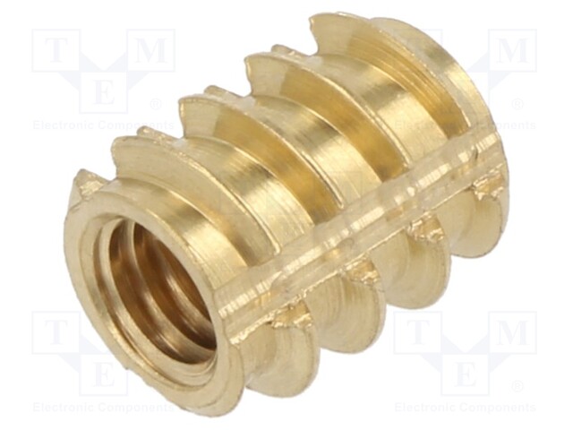 Threaded insert; brass; M6; BN: 37879; L: 12mm; FOAMSERT®