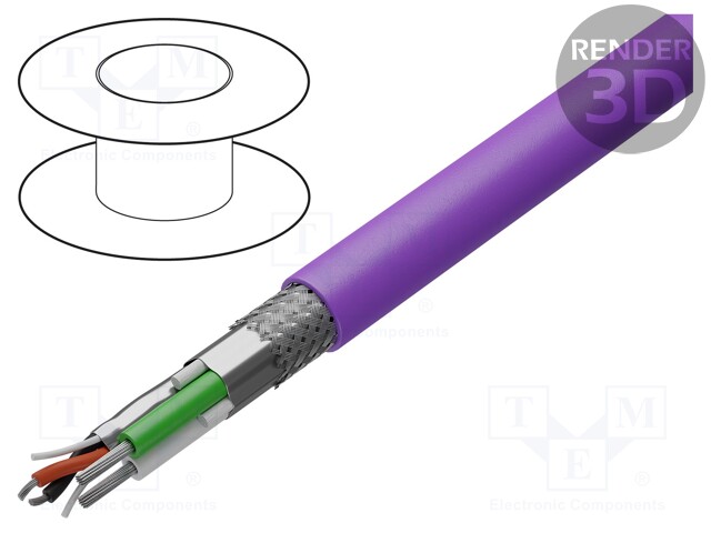 Wire: data transmission; 1x2x24AWG+1x2x20AWG; violet; stranded