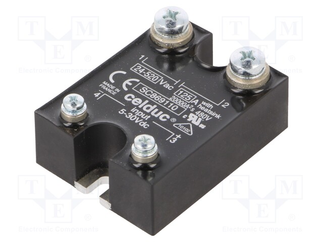 Relay: solid state; Ucntrl: 5÷30VDC; 125A; 24÷520VAC; -40÷100°C