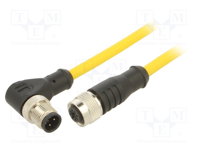 Connection lead; M12; PIN: 4; angled; 10m; plug; 250VAC; 4A; PVC; IP68