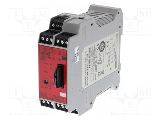 Module: safety relay; G9SX; 24VDC; for DIN rail mounting; 0÷15s