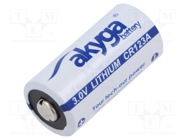 Battery: lithium; 3V; CR123A,R123; 1500mAh; Ø17x33.5mm