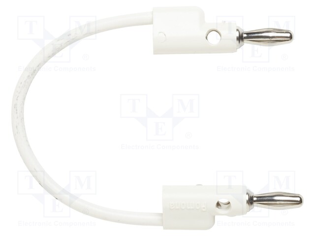 Plug; 4mm banana; 15A; 5kV; white; Max.wire diam: 3mm; 10pcs.