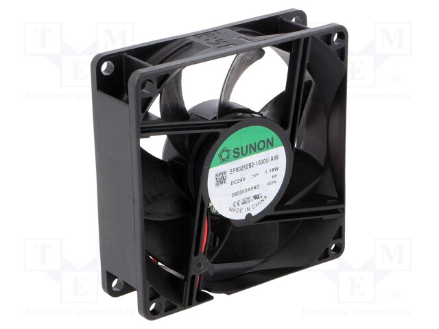 Fan: DC; axial; 24VDC; 80x80x25mm; 62.86m3/h; 30dBA; slide bearing