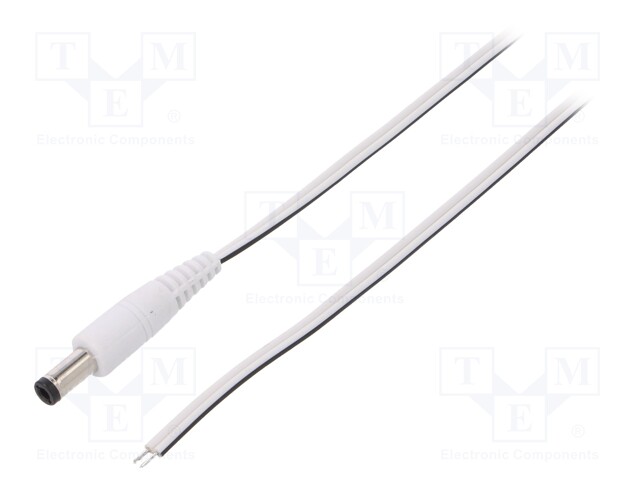 Cable; wires,DC 5,5/2,5 plug; straight; 0.5mm2; white; 1.5m