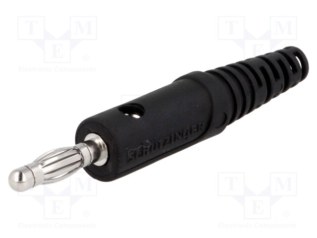 Plug; 4mm banana; 32A; 60VDC; black; with transversal socket