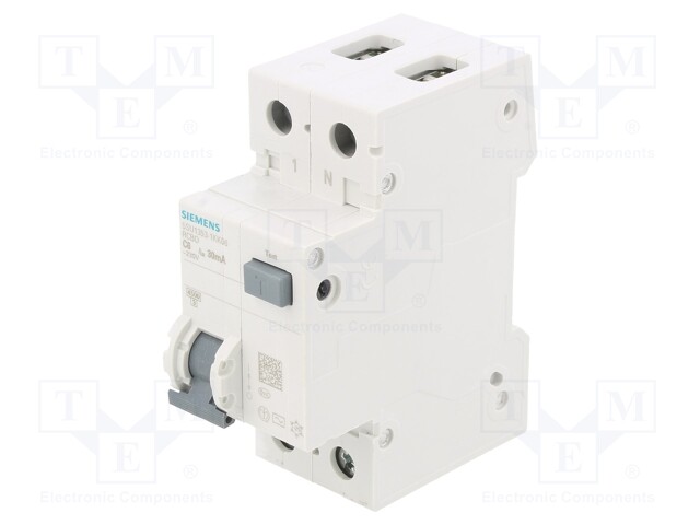 RCBO breaker; Inom: 6A; Ires: 30mA; Poles: 1+N; 230/400VAC; DIN; IP20