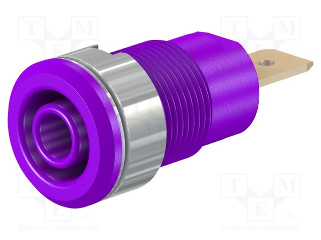 Socket; 4mm banana; 32A; 1kV; Cutout: Ø12.2mm; violet; gold-plated