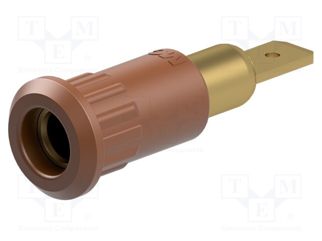 Socket; 4mm banana; 25A; 30VAC; 60VDC; 30mm; brown; gold-plated