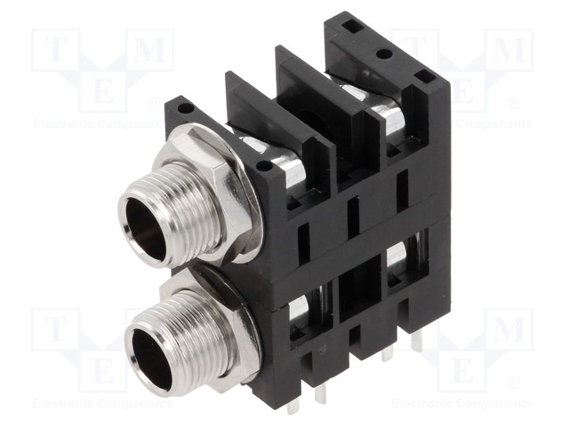 Socket; Jack 6,35mm; female; mono; double,with double switch
