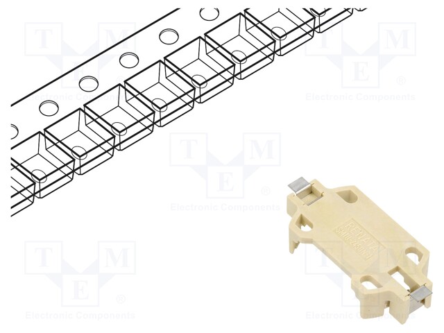 Socket; CR2450; Batt.no: 1; horizontal,SMD; tape