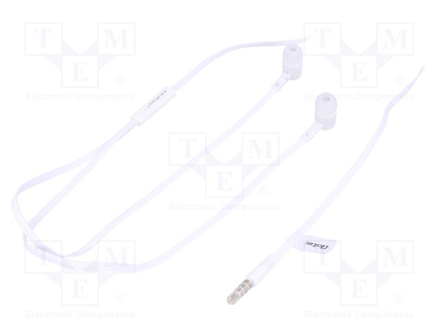 Headphones with microphone; white; Jack 3,5mm; in-ear; 16Ω; 92dB