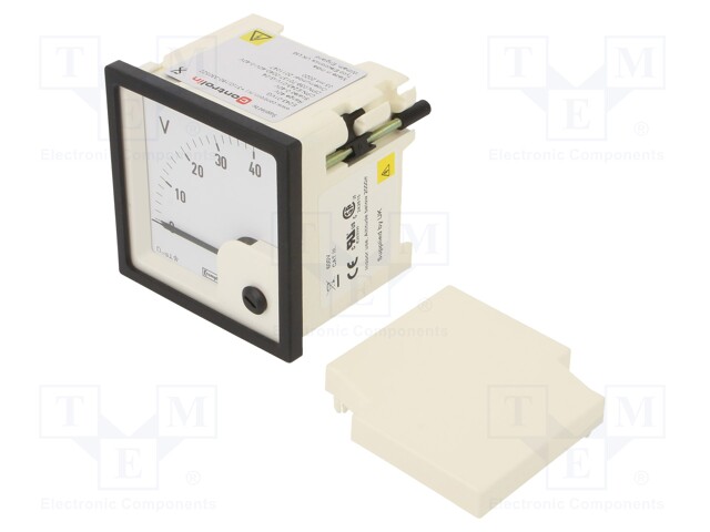 Meter: panel; analogue; 0÷40V; Class: 1,5; IP52; panel; 72x72mm