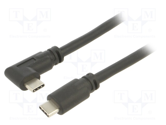 Cable; USB 3.2; USB C plug,USB C angled plug; 5m; black; 5Gbps