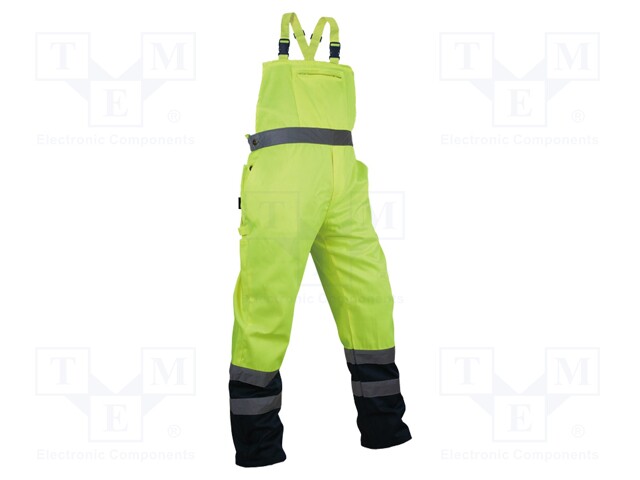 Dungarees; Size: M; yellow-navy blue; on suspenders,warning